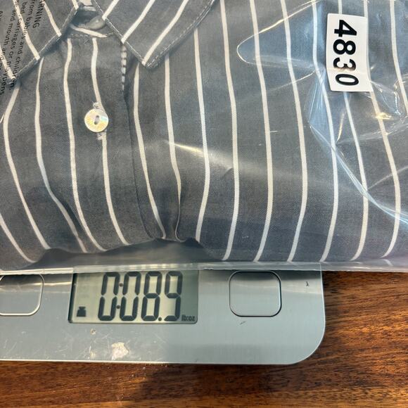 Jane + Delancey Blouse Women Size XL Gray White Stripe Roll Tab Sleeve Top - Picture 12 of 12